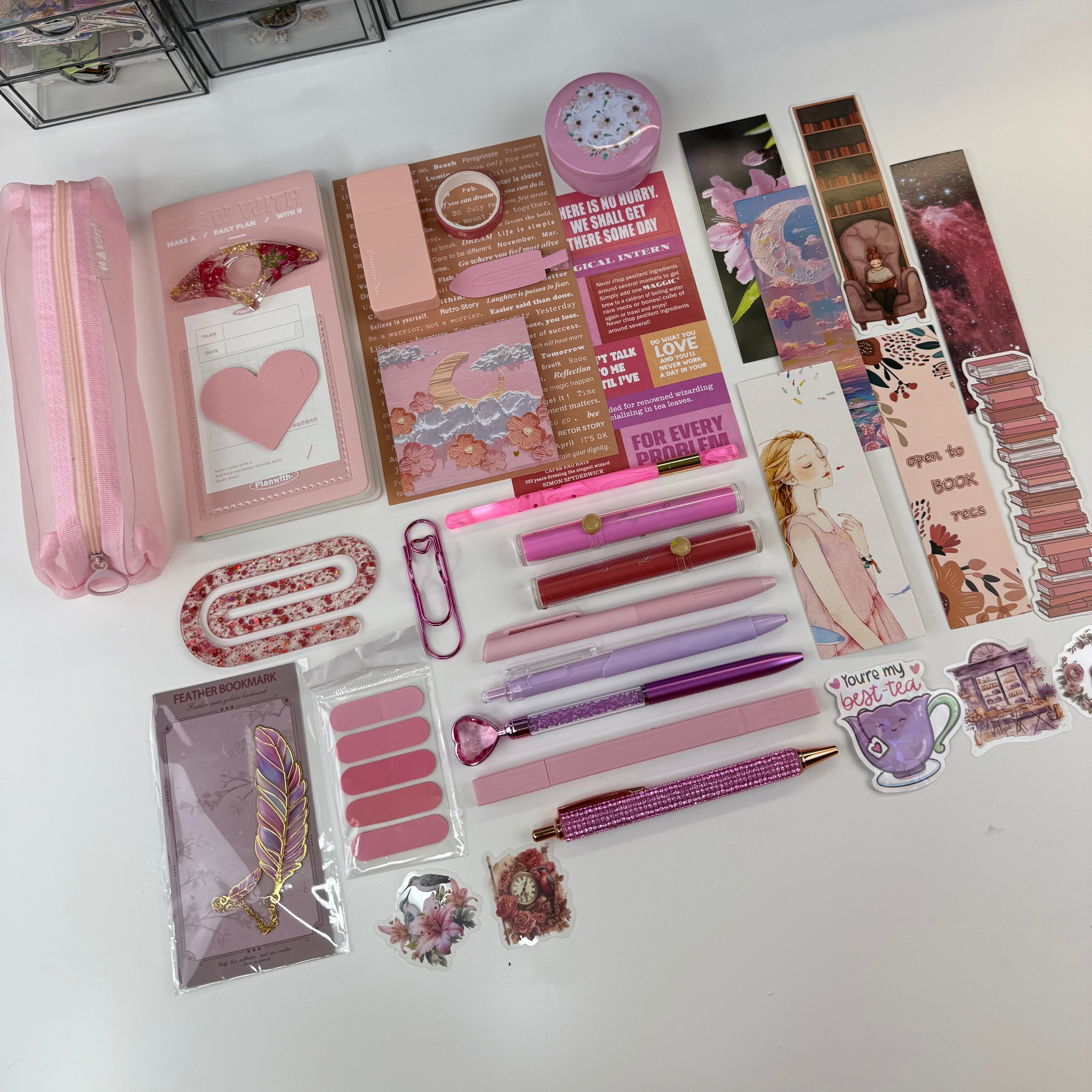 💕 Blush Pink Aesthetic Stationery Gift Set – Cute Planner & Desk Accessories Bundle