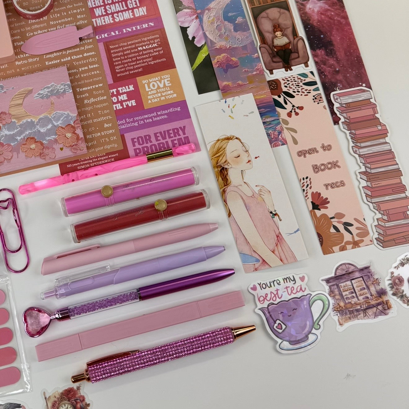 💕 Blush Pink Aesthetic Stationery Gift Set – Cute Planner & Desk Accessories Bundle