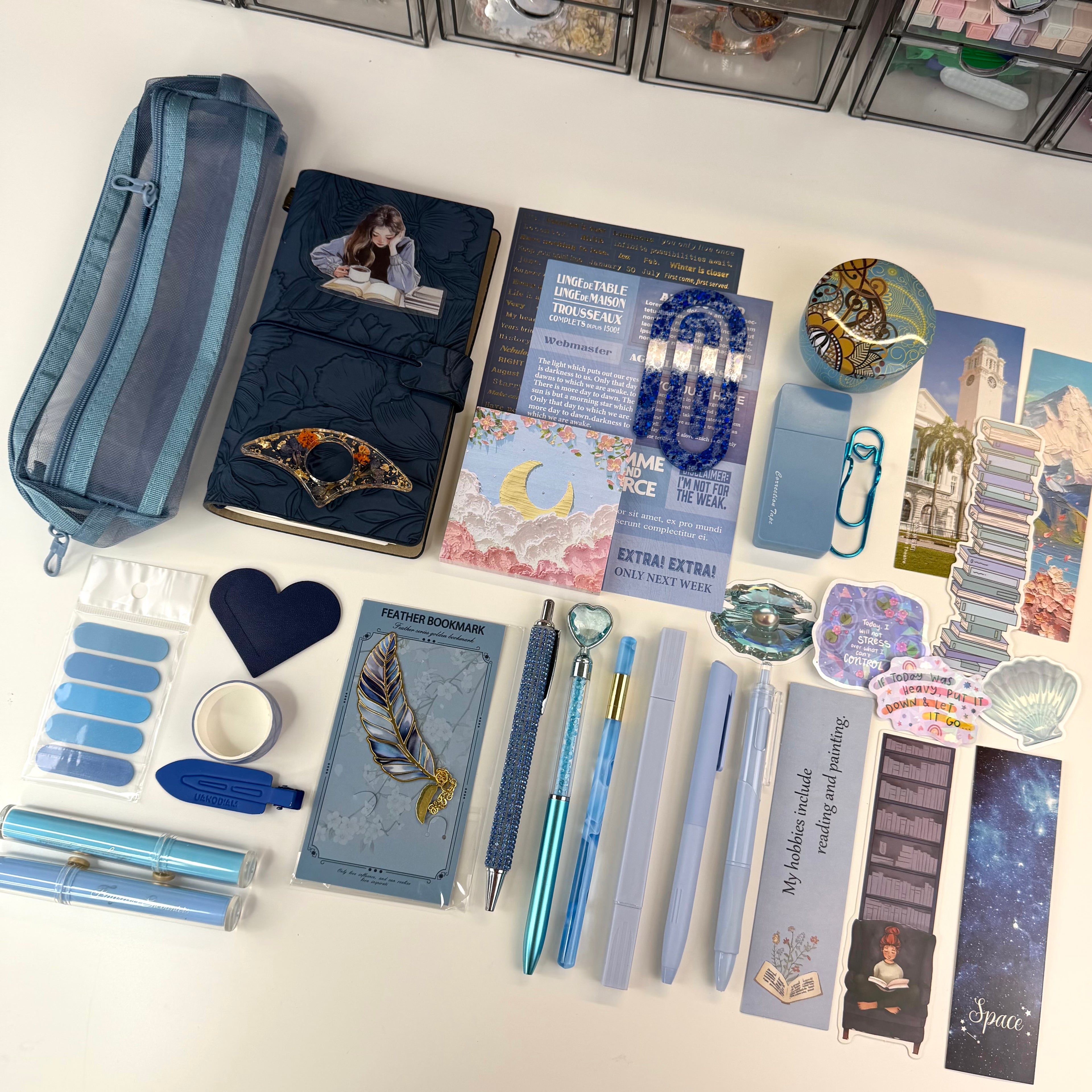 🌌 Midnight Blue Aesthetic Stationery Set