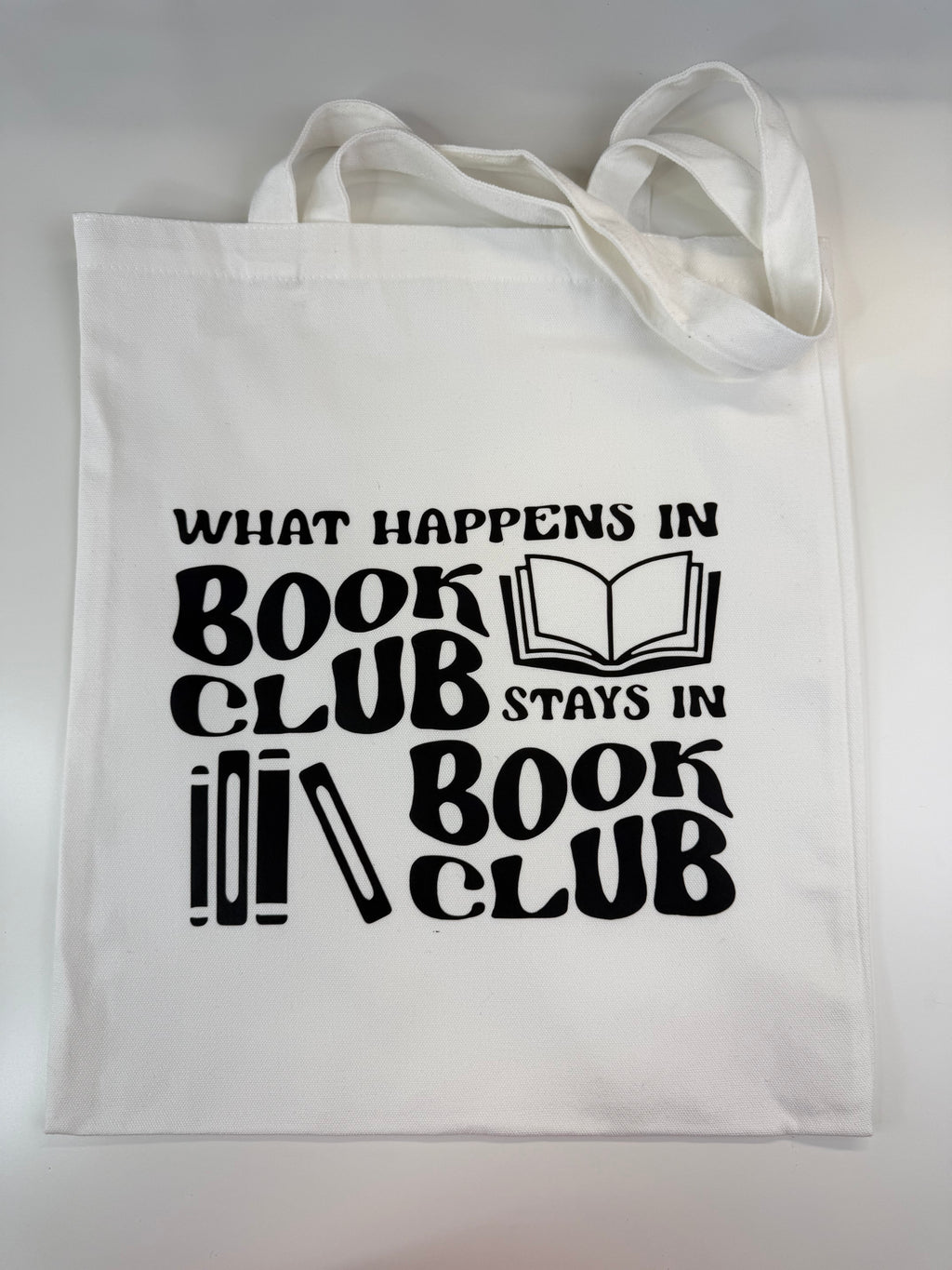 What Happens in Book Club Tote Bag – Funny Book Lover Canvas Bag