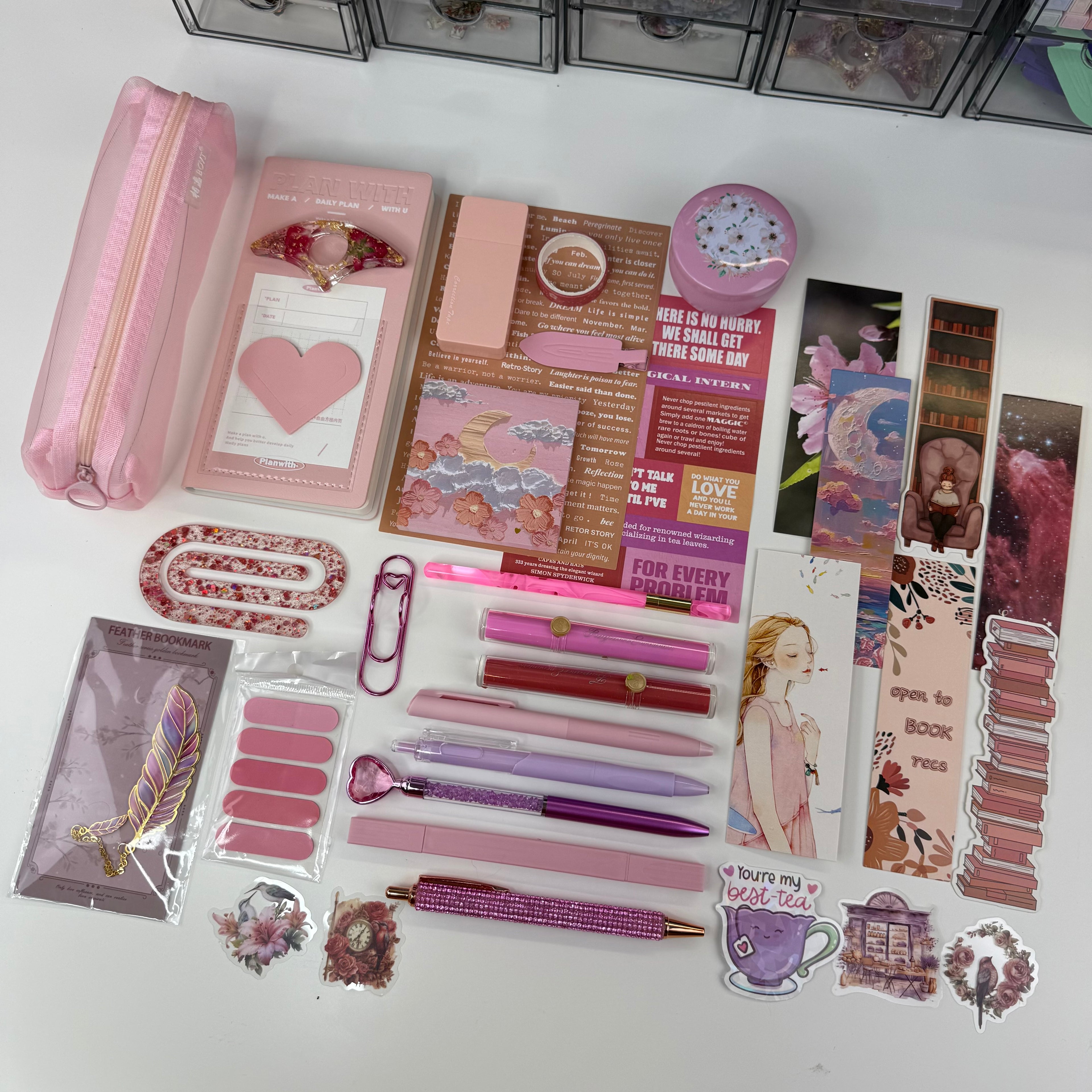💕 Blush Pink Aesthetic Stationery Gift Set – Cute Planner & Desk Accessories Bundle