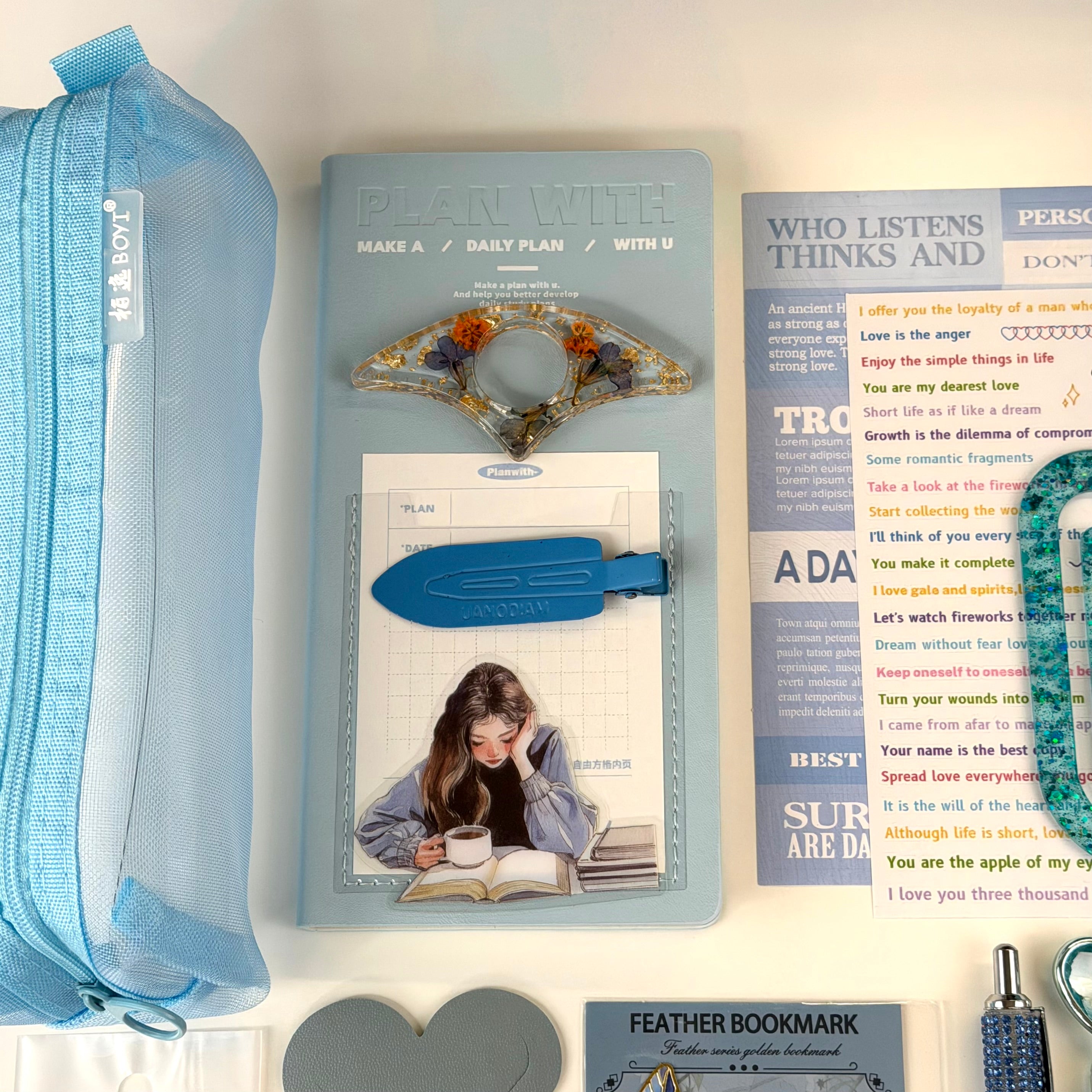 🩵 Blue Serenity Aesthetic Stationery Set